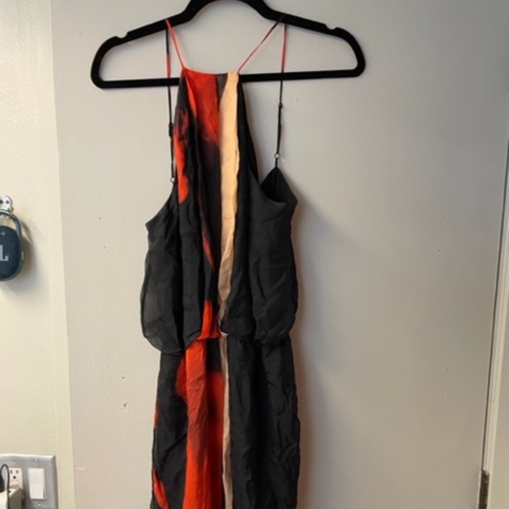 Robert Rodriguez Black Orange Cream Cocktail Dress